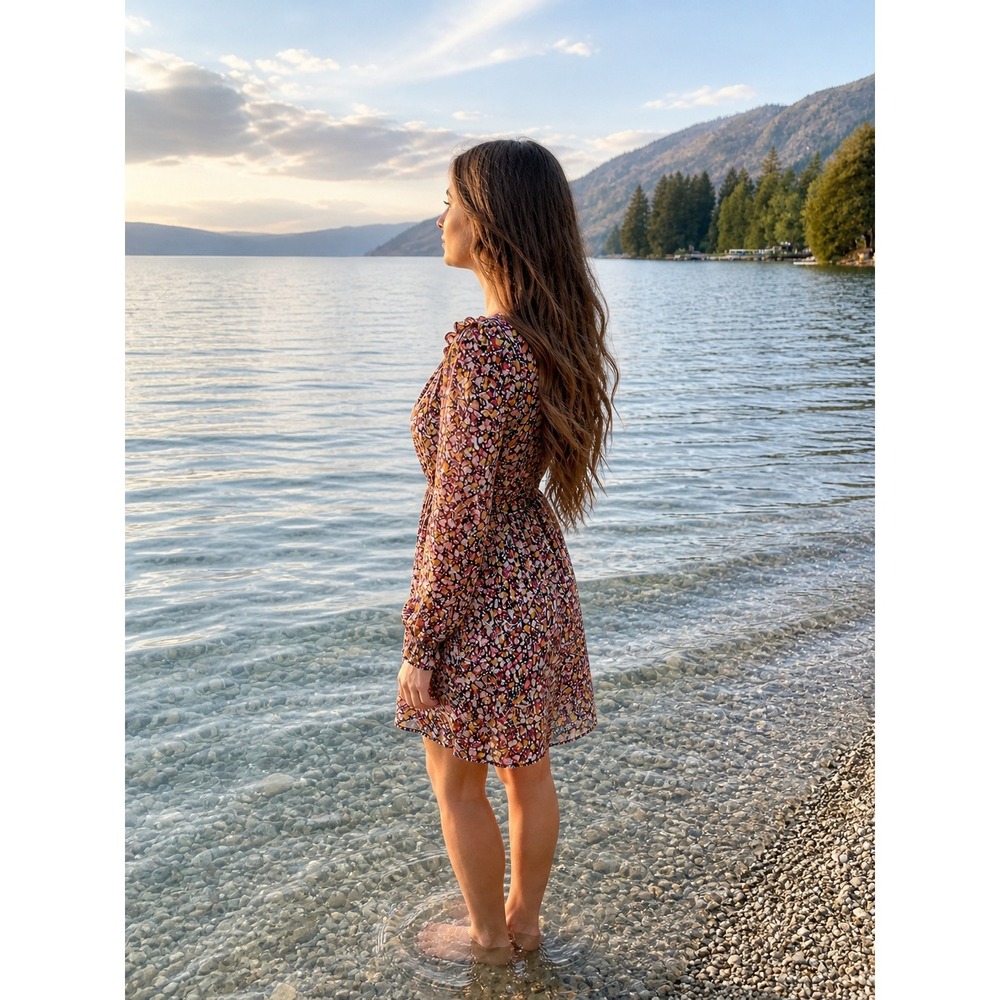 Mango Floral Metallic‎ Mini Dress